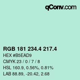 カラーコード: RGB 181 234.4 217.4 | qconv.com
