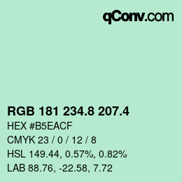 カラーコード: RGB 181 234.8 207.4 | qconv.com