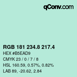 カラーコード: RGB 181 234.8 217.4 | qconv.com