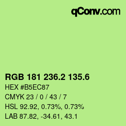 カラーコード: RGB 181 236.2 135.6 | qconv.com