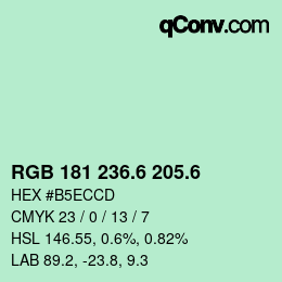 カラーコード: RGB 181 236.6 205.6 | qconv.com
