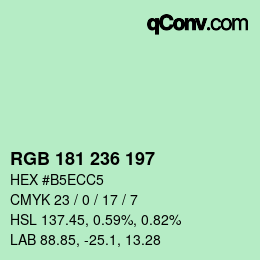 Color code: RGB 181 236 197 | qconv.com