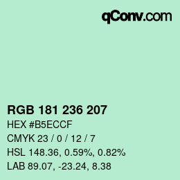 Color code: RGB 181 236 207 | qconv.com