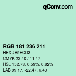 Color code: RGB 181 236 211 | qconv.com