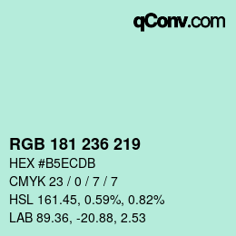 Color code: RGB 181 236 219 | qconv.com