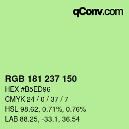 Color code: RGB 181 237 150 | qconv.com