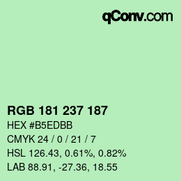 Color code: RGB 181 237 187 | qconv.com