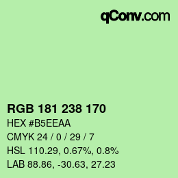 颜色代码: RGB 181 238 170 | qconv.com