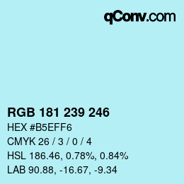 Color code: RGB 181 239 246 | qconv.com