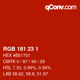 カラーコード: RGB 181 23 1 | qconv.com