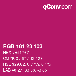 Color code: RGB 181 23 103 | qconv.com