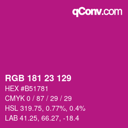 Color code: RGB 181 23 129 | qconv.com