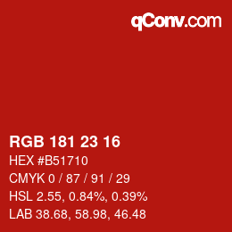 Color code: RGB 181 23 16 | qconv.com