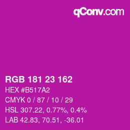 カラーコード: RGB 181 23 162 | qconv.com