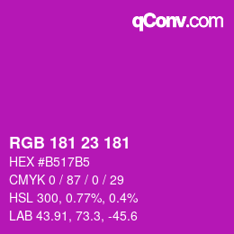 颜色代码: RGB 181 23 181 | qconv.com