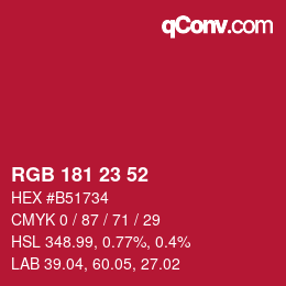 Color code: RGB 181 23 52 | qconv.com