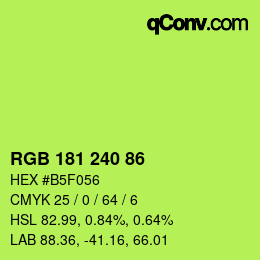 Color code: RGB 181 240 86 | qconv.com