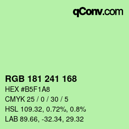 Color code: RGB 181 241 168 | qconv.com