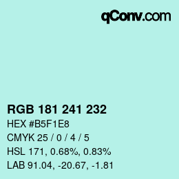 Color code: RGB 181 241 232 | qconv.com