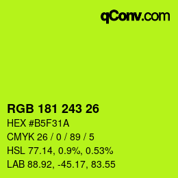 Color code: RGB 181 243 26 | qconv.com