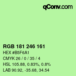 Code couleur: RGB 181 246 161 | qconv.com