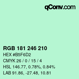 Color code: RGB 181 246 210 | qconv.com