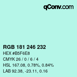 Color code: RGB 181 246 232 | qconv.com