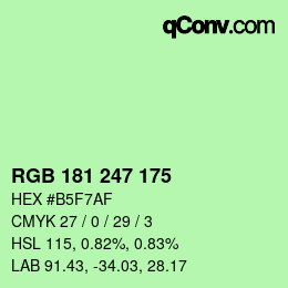 Color code: RGB 181 247 175 | qconv.com