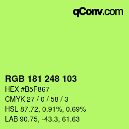 Color code: RGB 181 248 103 | qconv.com