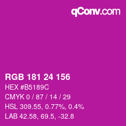 颜色代码: RGB 181 24 156 | qconv.com
