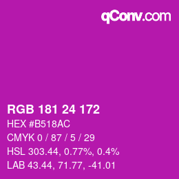 カラーコード: RGB 181 24 172 | qconv.com