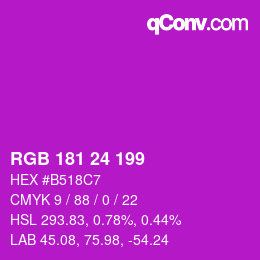 Color code: RGB 181 24 199 | qconv.com
