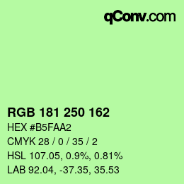 カラーコード: RGB 181 250 162 | qconv.com