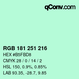 Color code: RGB 181 251 216 | qconv.com