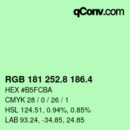 カラーコード: RGB 181 252.8 186.4 | qconv.com
