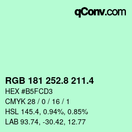 カラーコード: RGB 181 252.8 211.4 | qconv.com