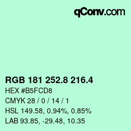 カラーコード: RGB 181 252.8 216.4 | qconv.com