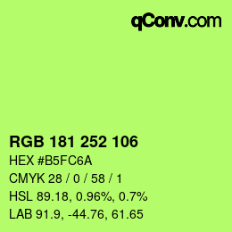 Color code: RGB 181 252 106 | qconv.com