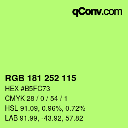 Color code: RGB 181 252 115 | qconv.com