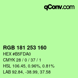 Color code: RGB 181 253 160 | qconv.com