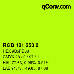 颜色代码: RGB 181 253 8 | qconv.com