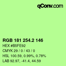 カラーコード: RGB 181 254.2 146 | qconv.com