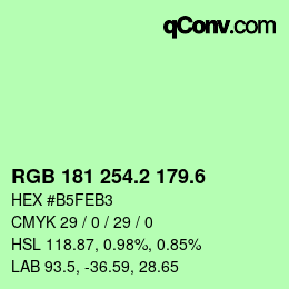 カラーコード: RGB 181 254.2 179.6 | qconv.com