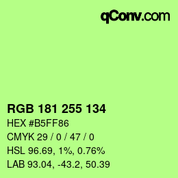 Color code: RGB 181 255 134 | qconv.com