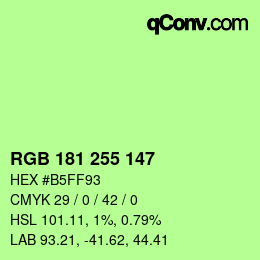 Color code: RGB 181 255 147 | qconv.com