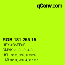 Color code: RGB 181 255 15 | qconv.com