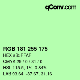 Color code: RGB 181 255 175 | qconv.com