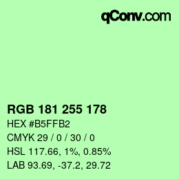 Color code: RGB 181 255 178 | qconv.com