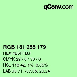 Color code: RGB 181 255 179 | qconv.com