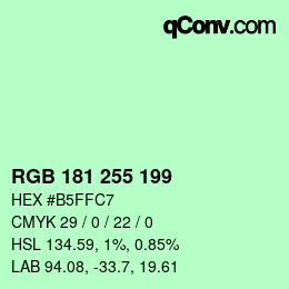 Color code: RGB 181 255 199 | qconv.com